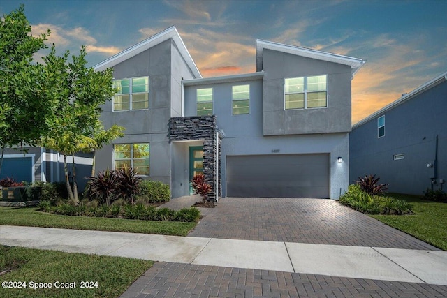 contemporary house with a garage