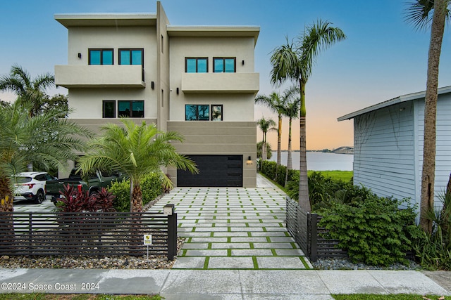 contemporary home with a garage