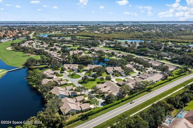 bird's eye view featuring a water view