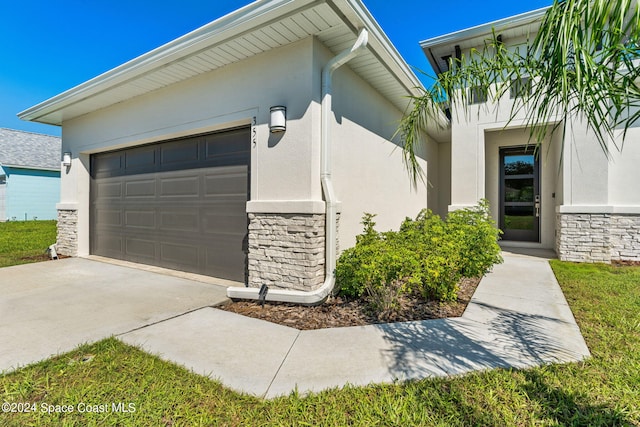 exterior space featuring a garage