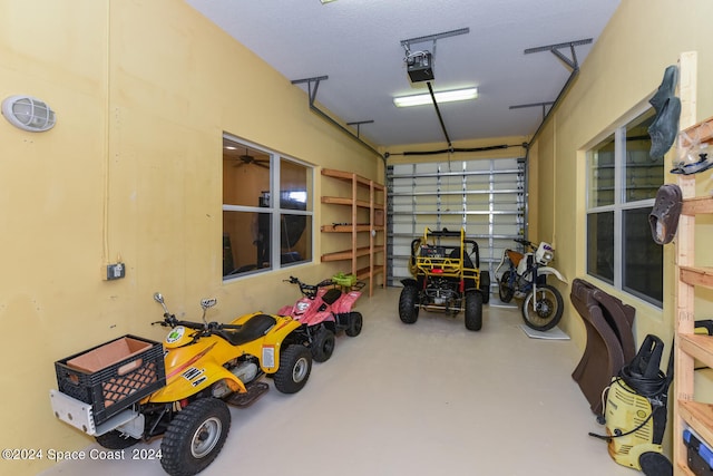 garage with a garage door opener