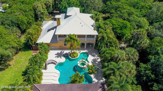 8053 S Indian River Dr, Ft Pierce, FL 34982 - view from above of property featuring a pool area