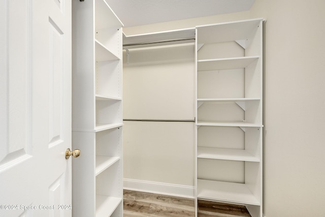 walk in closet featuring hardwood / wood-style flooring