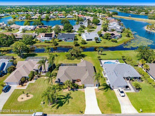 818 Spanish Wells Dr, Melbourne, FL 32940 - aerial view with a water view and a residential view