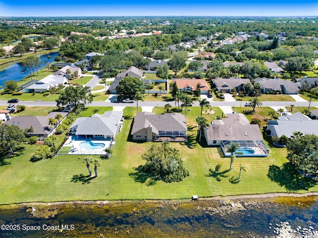 818 Spanish Wells Dr, Melbourne, FL 32940 - aerial view featuring a water view and a residential view