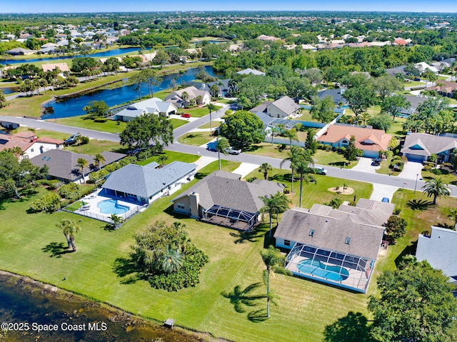 818 Spanish Wells Dr, Melbourne, FL 32940 - birds eye view of property with a water view and a residential view
