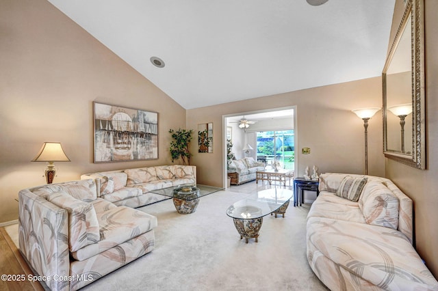 818 Spanish Wells Dr, Melbourne, FL 32940 - carpeted living area with high vaulted ceiling