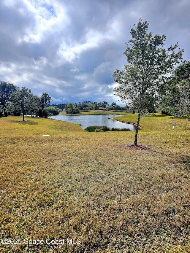 view of yard with a water view