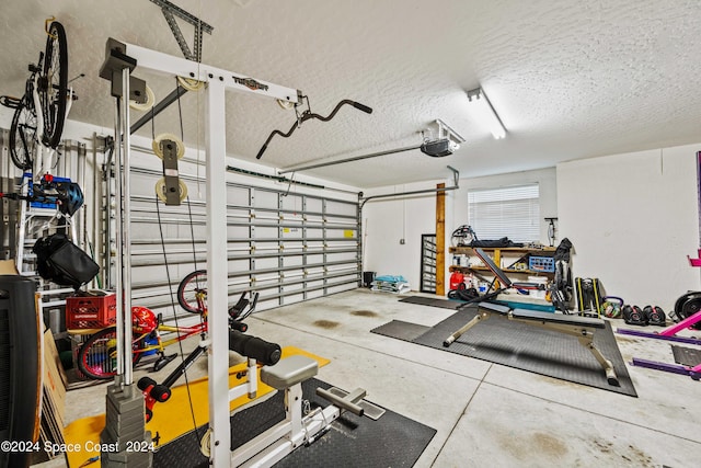 garage with a garage door opener