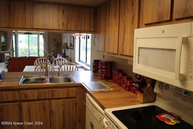 kitchen featuring sink and white appliances