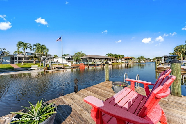 view of dock featuring a water view