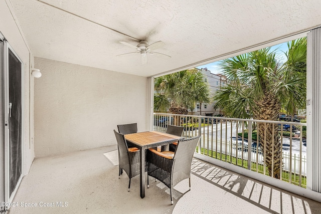 balcony with ceiling fan