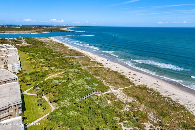 property view of water featuring a beach view