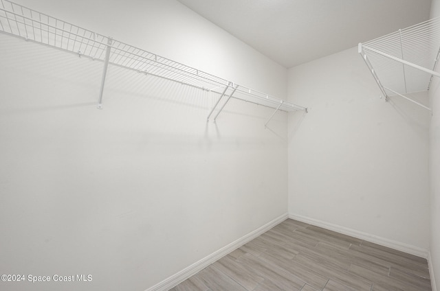 spacious closet featuring light hardwood / wood-style floors