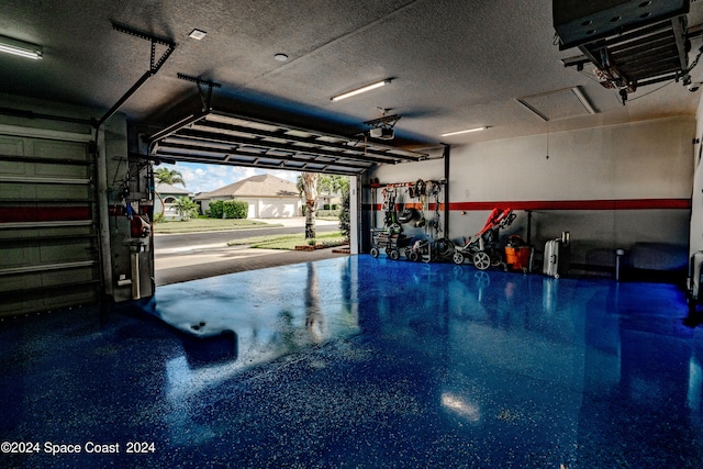 garage with a garage door opener