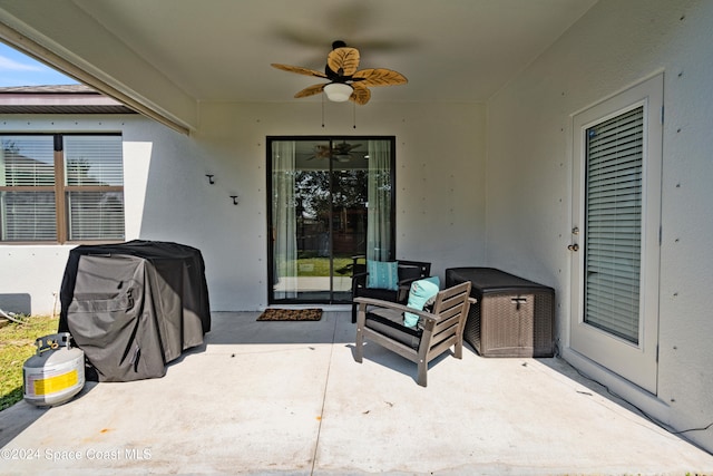 view of patio / terrace with ceiling fan