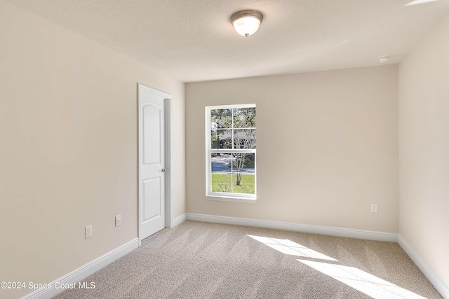 unfurnished room featuring a textured ceiling and carpet flooring