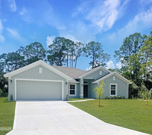 556 Trumpet St SW, Palm Bay, FL 32908 - single story home featuring concrete driveway, a garage, a front yard, and stucco siding