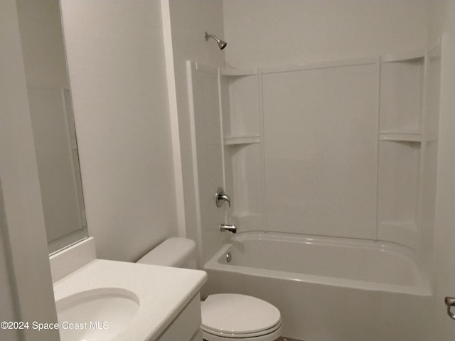 full bathroom with vanity, shower / bathtub combination, and toilet