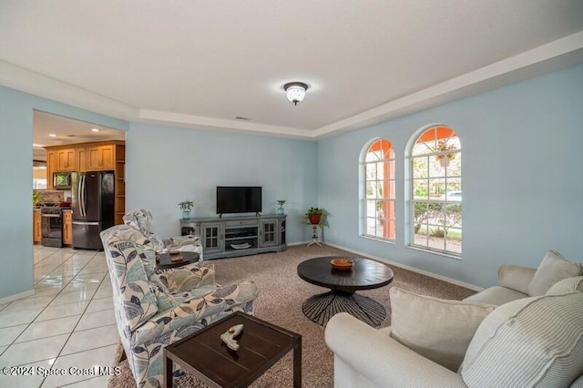 view of tiled living room