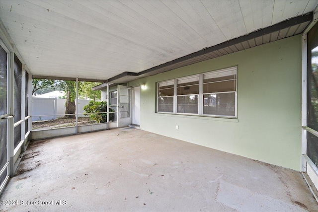 view of unfurnished sunroom