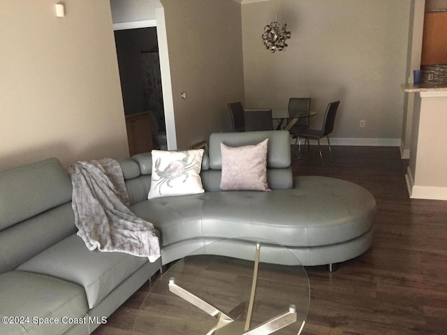 living room featuring dark hardwood / wood-style flooring