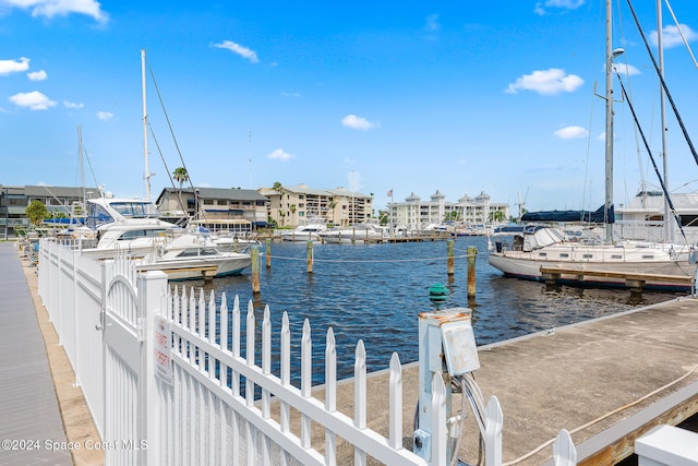 view of dock featuring a water view