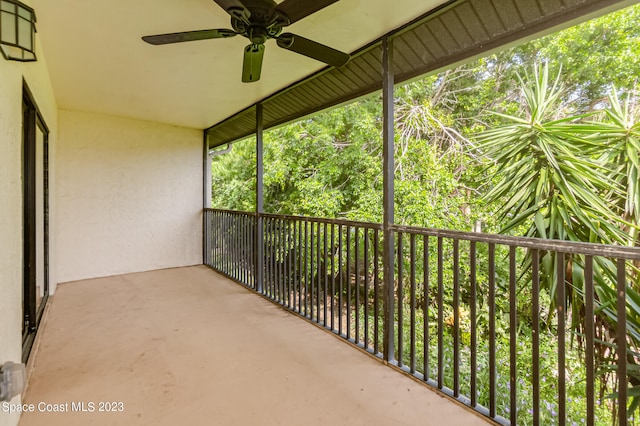 balcony with ceiling fan