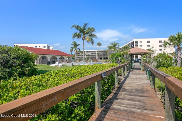 dock area with a gazebo