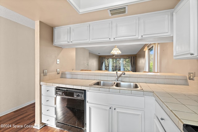 kitchen featuring sink, dishwasher, and white cabinets