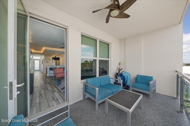 202 Ivory Coral Ln Unit 405, Merritt Island, FL 32953 - balcony featuring ceiling fan and an outdoor hangout area