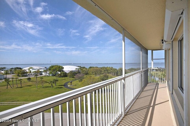 balcony with a water view