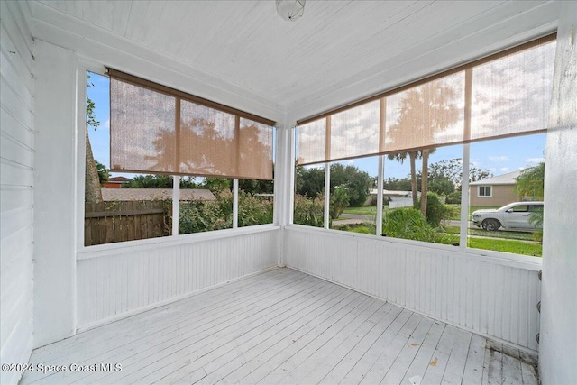 view of unfurnished sunroom