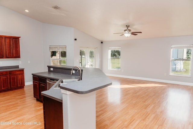 kitchen featuring light hardwood / wood-style floors, sink, and plenty of natural light