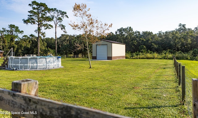 view of yard with a storage unit