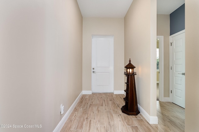 hall featuring light hardwood / wood-style flooring