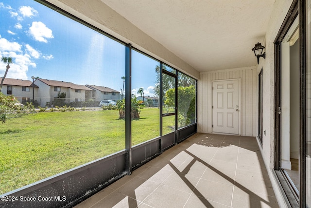 view of unfurnished sunroom