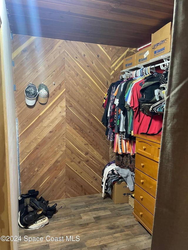 walk in closet featuring hardwood / wood-style flooring