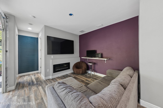 living room with hardwood / wood-style flooring