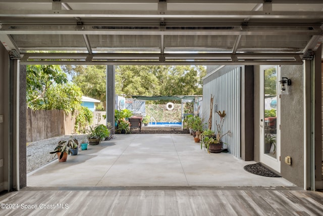 view of garage