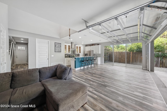 living room with light wood-type flooring