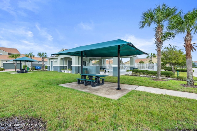 view of yard with a gazebo