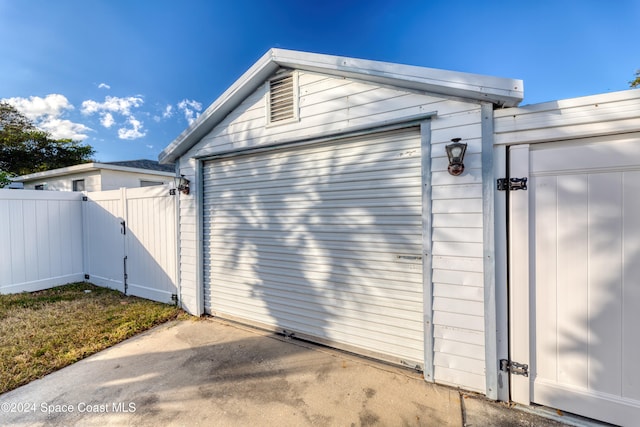 view of garage