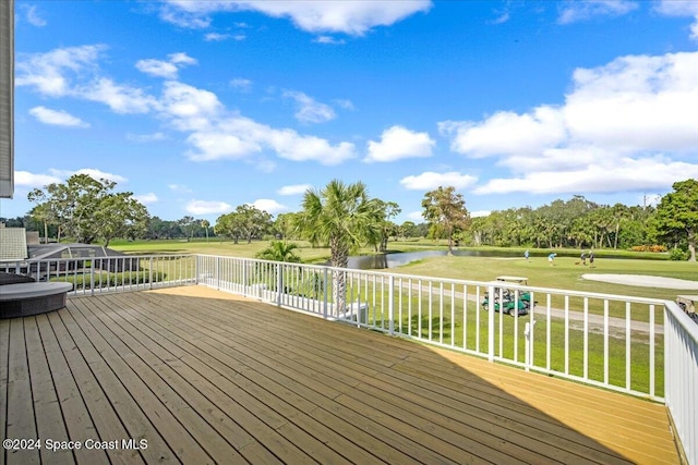 deck with a water view