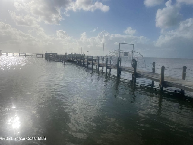 view of dock featuring a water view