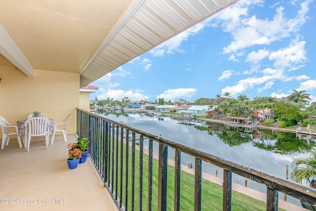 balcony with a water view