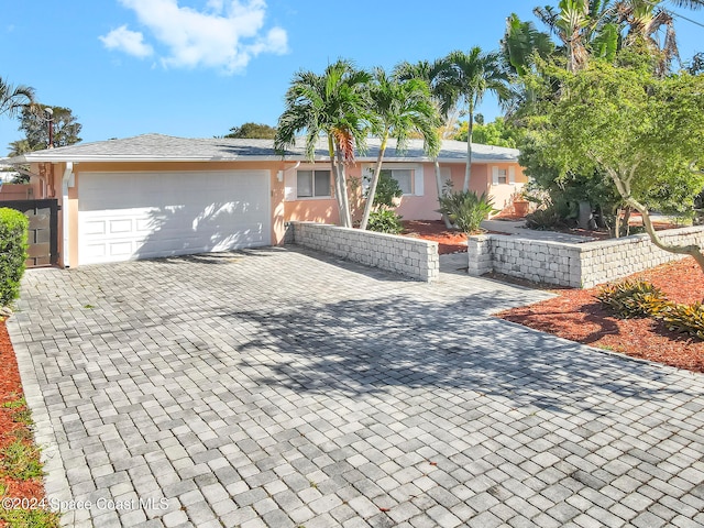 single story home featuring a garage