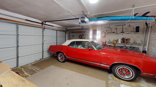 garage with a garage door opener