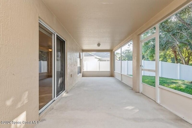 view of unfurnished sunroom