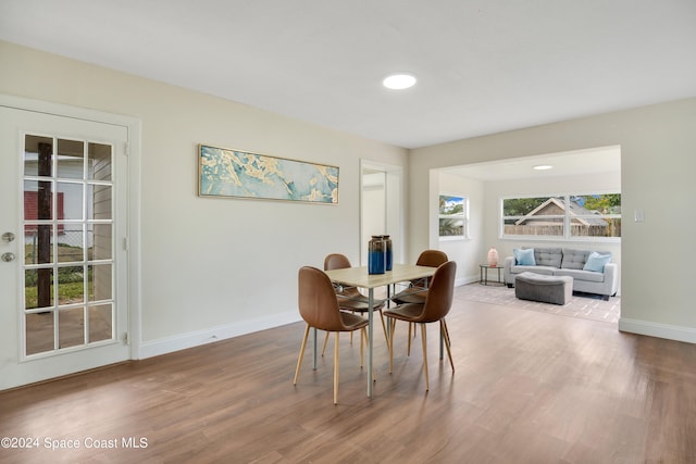 dining room with light hardwood / wood-style flooring